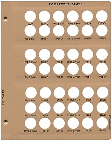 Dansco US Roosevelt Dime Coin Album Page 3 1979-1992 D by Unknown
