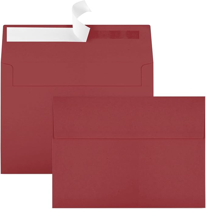 50 Packs Wine Red 5x7 Envelopes 5x7, Deep Red Color A7 Envelopes, Burgundy by Joyberg