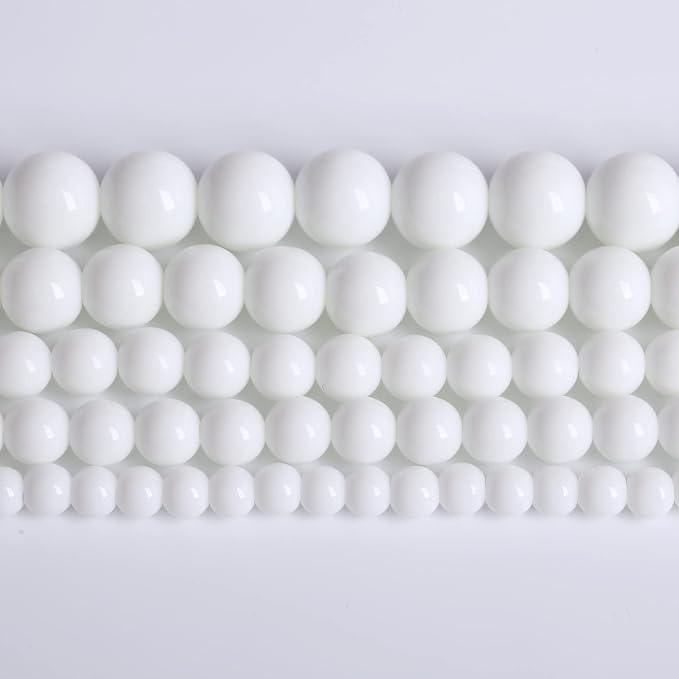 8mm 48pcs Natural White Porcelain Agates Stone Round Beads - Image 2