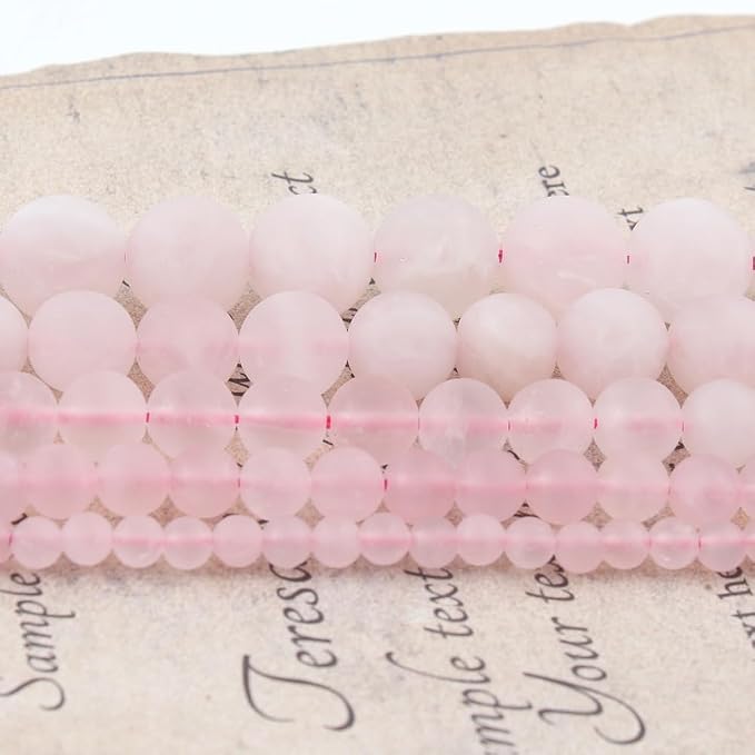6mm Matte Rose Quartz Bead, 15-Inch Matte Round Loose Stone Beads - Image 6