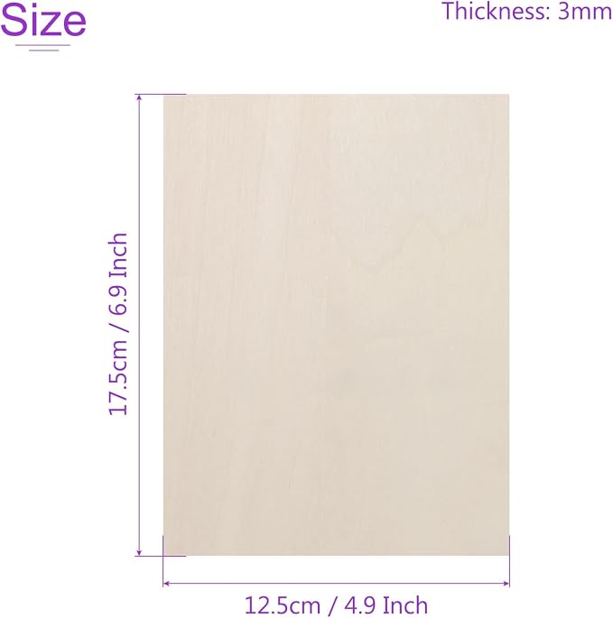 DMiotech 12 Pack 7 x 5 x 1/8 Inches 3mm Thick Wood Sheets Basswood Sheets - Image 3