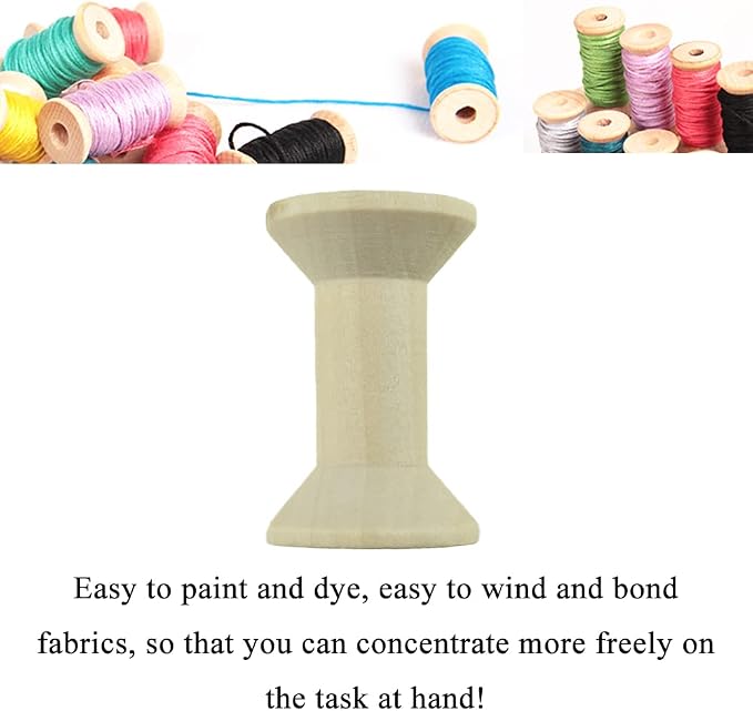 HAHIYO 2Inch 6Pack Natural Wood Unfinished Wooden Empty Thread Spool Smooth - Image 5