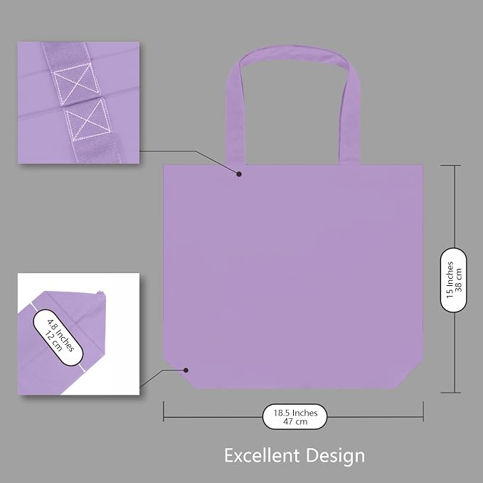 TOPDesign 1-Pack Super Strong Large 12oz Cotton Canvas Tote Bag, Reusable - Image 5