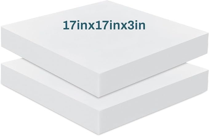 Frienda 2 Pack 3" x 17" x 17"Upholstery High Density Foam Cushion Replacement by Frienda