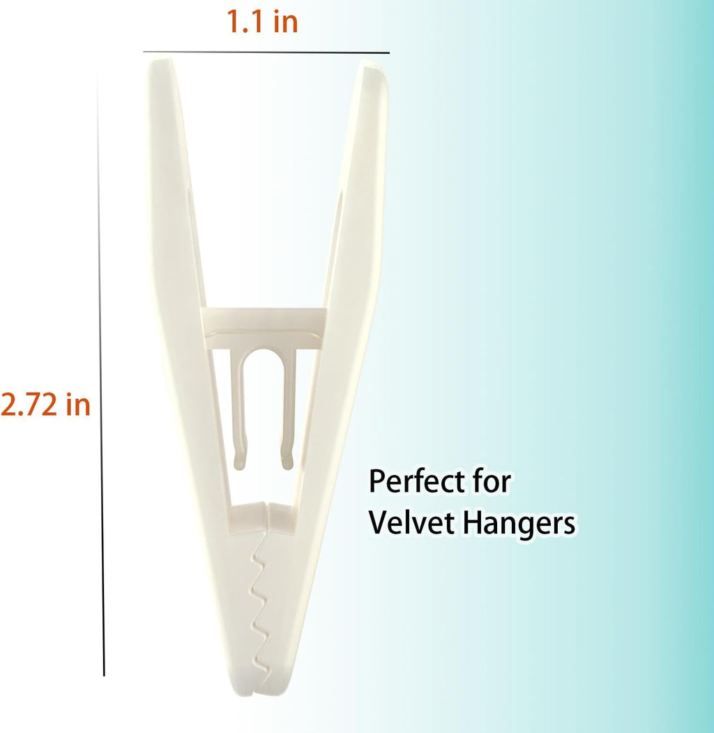 Hanger Clips Perfect for Velvet Hangers (Beige, 80 PCS), Strong Plastic Clips Pant Skirt Hanger Clips for Beige Flocking Felt Hangers