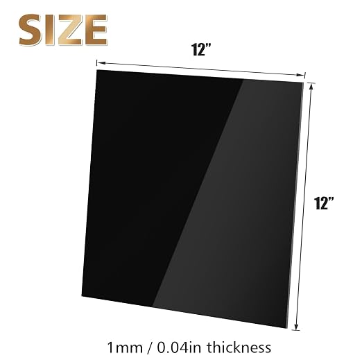Egofine 12" x 12" Black Plexiglass Sheets 6 Pack 0.04 Inch Cast Acrylic Sheet - Image 2