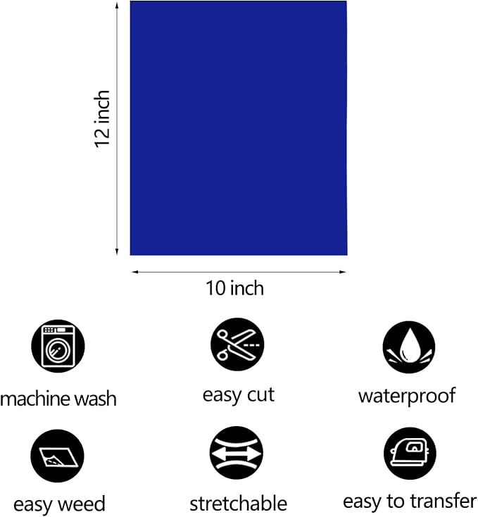 FUNKAKA Blue HTV Heat Transfer Vinyl Bundle, 10 Sheets Sticky HTV Vinyl - Image 3
