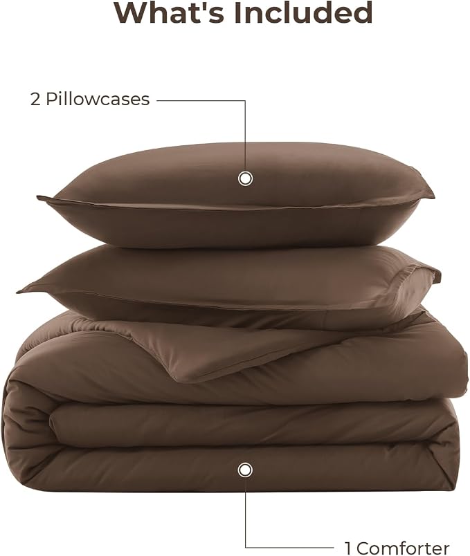 Litanika Comforters Brown Oversized Queen Size, 3 Pieces Lightweight Solid - Image 7