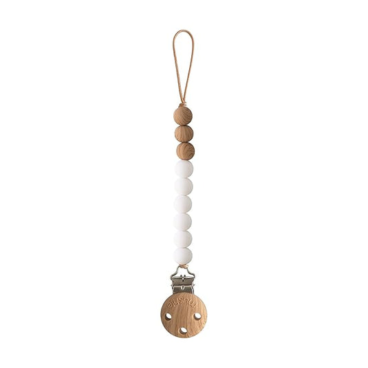 mushie 100% Silicone Baby Pacifier Clip BPA Free | Eva (White)