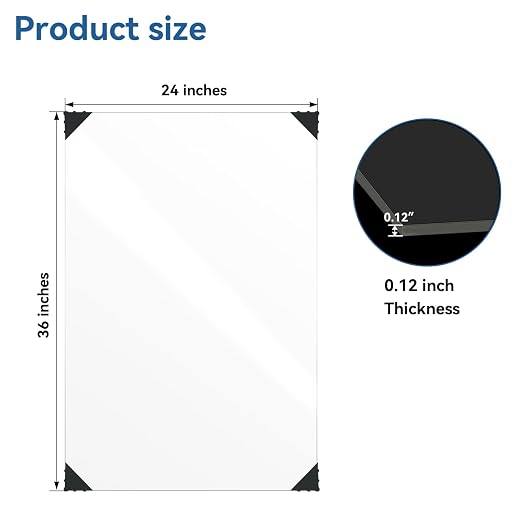 HUAZI 3PACK Plexiglass Sheet 1/8'' Thick 24×36inches Clear Acrylic Sheets - Image 2