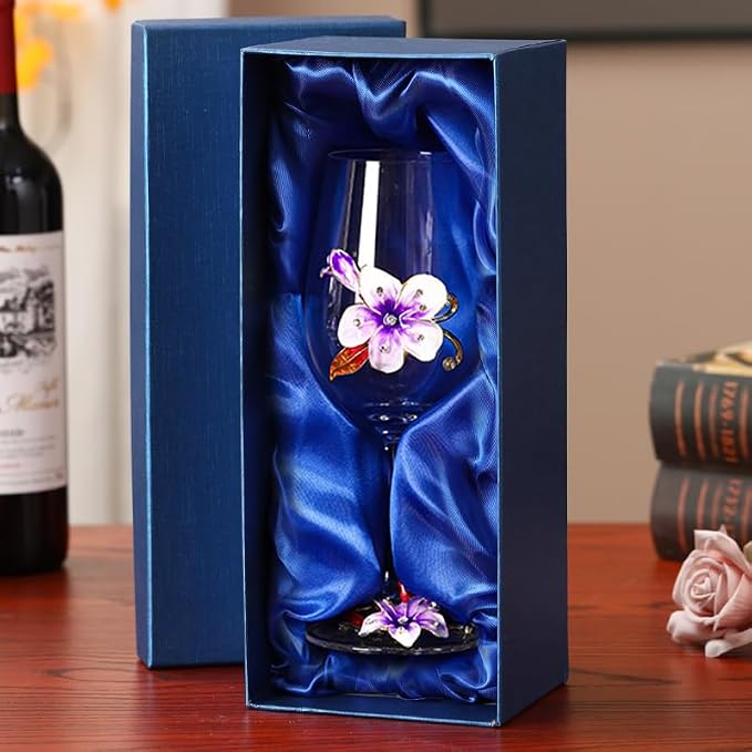 Simcat Handmade Painted Enamel Flower Glass Wine Glasses Transparent Refined - Image 4