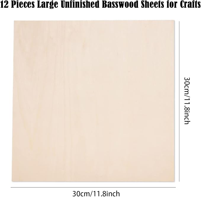 12 Pack Basswood Sheets for Crafts-12 x 12 x 1/8 Inch- 3mm Thick Plywood Sheets - Image 2