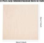 12 Pack Basswood Sheets for Crafts-12 x 12 x 1/8 Inch- 3mm Thick Plywood Sheets - Image 2