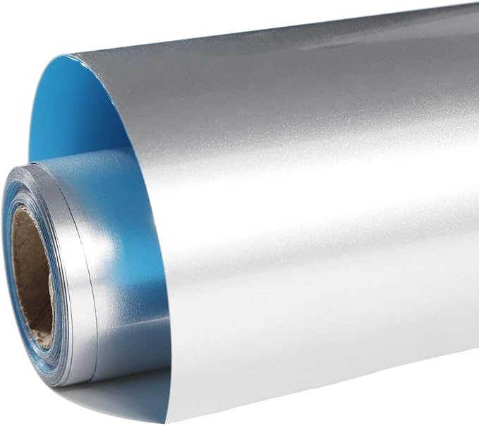 FUNKAKA Heat Transfer Vinyl Shiny Silver HTV Rolls by FUNKAKA