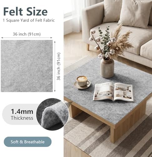 Gray Felt Fabric 36'' X 36'', 1.4mm Large Felt Sheets Soft Durable Crafts Felt - Image 2