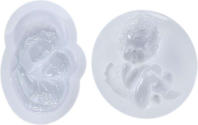 Art Molds for Polyclay Air Dry Clay Plaster, Carved Holy Family Mother and - Image 6
