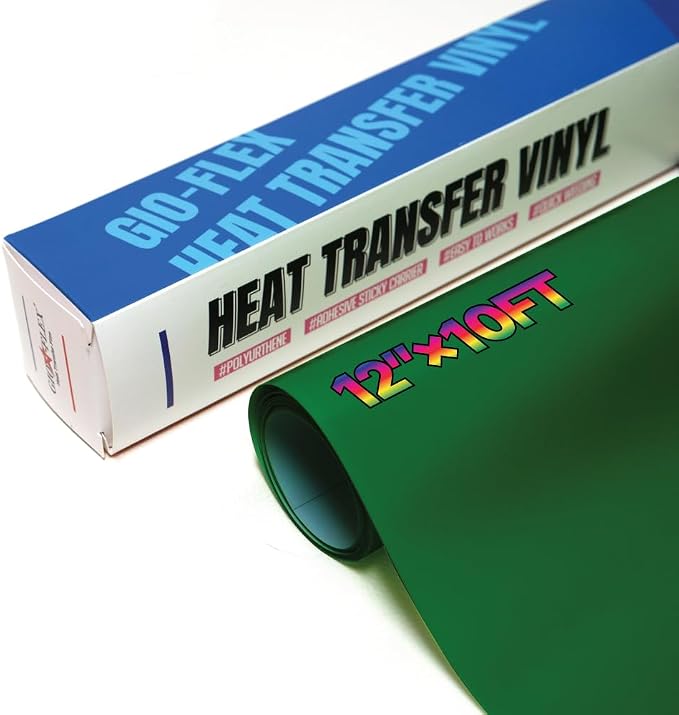 PU Heat Transfer Vinyl 12"×10ft Roll Green – HTV by GIO-FLEXHTVFashionMask