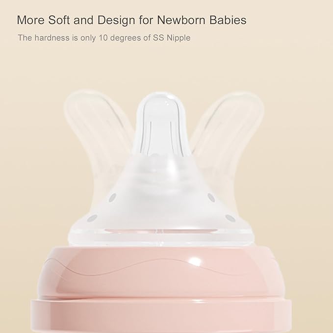 Gulicola Natural Glass Baby Bottle 8 oz for Breastfed Babies, Anti-Colic Baby Bottle Set with Medium Flow Nipple, 3 Months +, 4 Pack - White