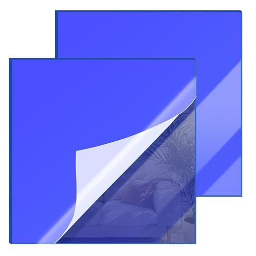 12x12 Inches Blue Mirror Acrylic Sheet – 2 Pcs Reflective Acrylic Panel by SAKRNIC