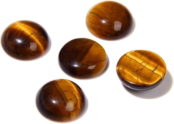 20pcs 16mm Natural Stone No Hole Tiger's Eye Semicircle Smooth Cabochons Beads by 2TTFishoo