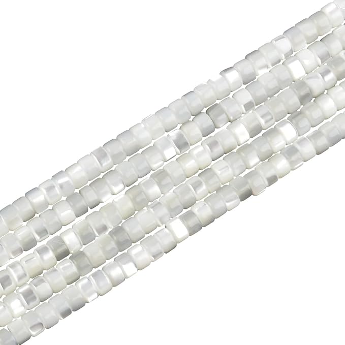 160pcs 4x2mm Natural Mother of Pearl Shell Heishi Disc Flat-Rondelle Spacer by LIFAVOVY