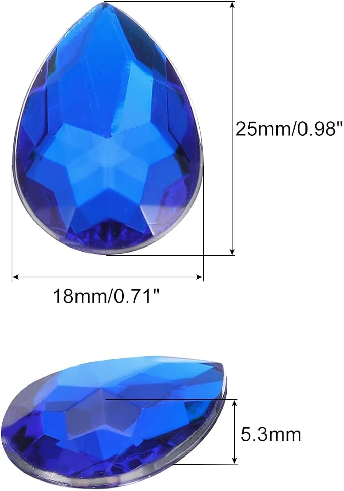 MECCANIXITY 50PCS Flat Back Acrylic Teardrop Gems 18x25mm Artificial Rhinestones - Image 2
