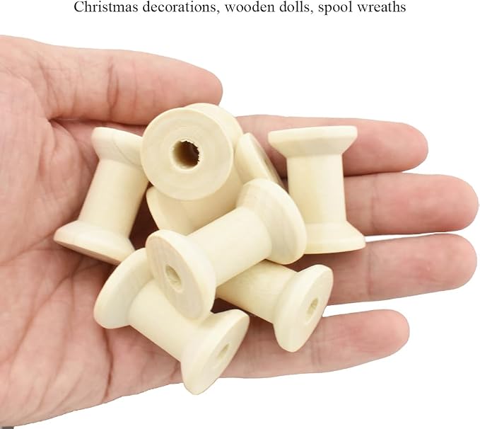 HAHIYO 1.2Inch/3cm 25PCs Natural Wood Spool Unfinished Wooden Thread Spool - Image 6