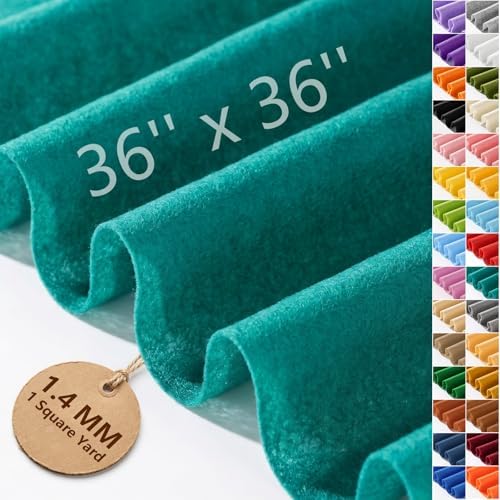 Peacock Green Felt Fabric 36'' X 36'', 1.4mm Large Felt Sheets Soft Durable by FEIYAUMI