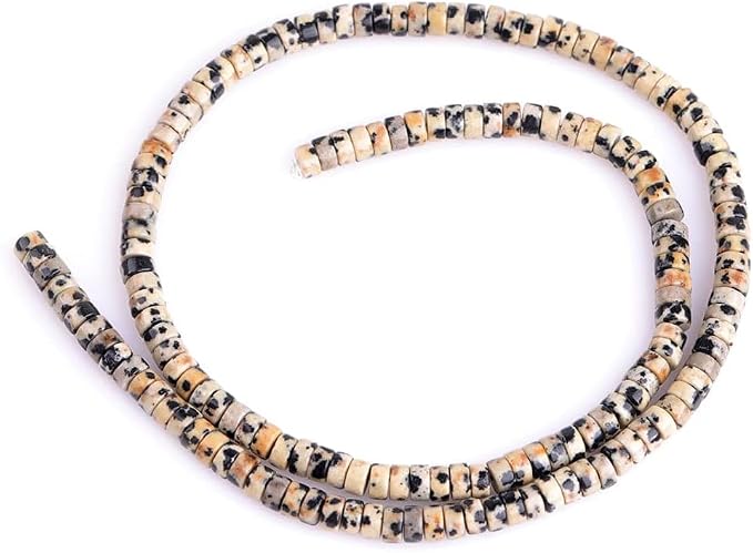 152pcs 4x2mm Genuine Dalmatian Jasper Heishi Disc Rondelle Spacer Stone Semi - Image 3