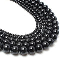 35pcs Round Loose Polish Black Agate Beads by Yochus