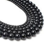35pcs Round Loose Polish Black Agate Beads by Yochus