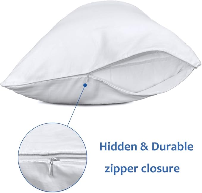 Precoco Pillow Cases Standard Size Set of 2 | 100% Cotton White Pillowcases - Image 3