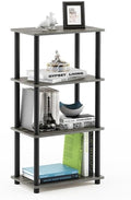 Furinno Turn-N-Tube No Tool 4-Tier Storage Shelf, French Oak Grey/Black by Furinno-FitsYourSpaceFitsYourBudget