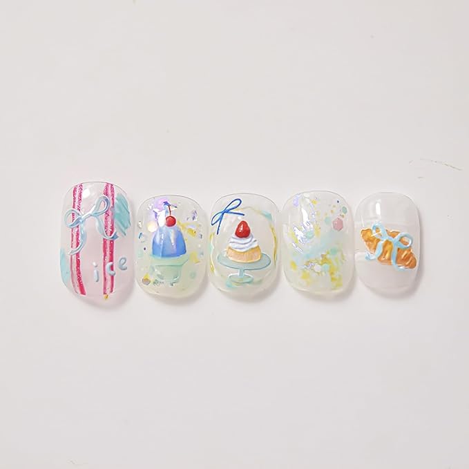 Summer Nail Art Stickers Decals Cherry Cake 5D Embossed Jelly Nail Decals 1PCS - Image 7