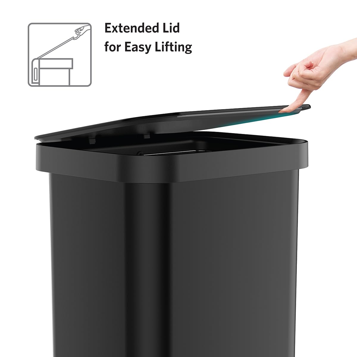 Glad Stainless Steel Step Trash Can, Series 2 with Clorox Protection - Large Black Kitchen Garbage Bin with Soft Close Lid, Foot Pedal and Waste Bag Roll Holder, 20 Gallon