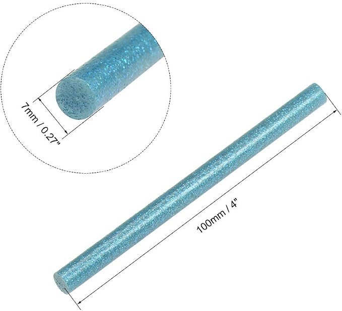 uxcell Mini Hot Glue Sticks for Glue Gun 0.27-inch x 4-inch Blue Glitter 10pcs - Image 2