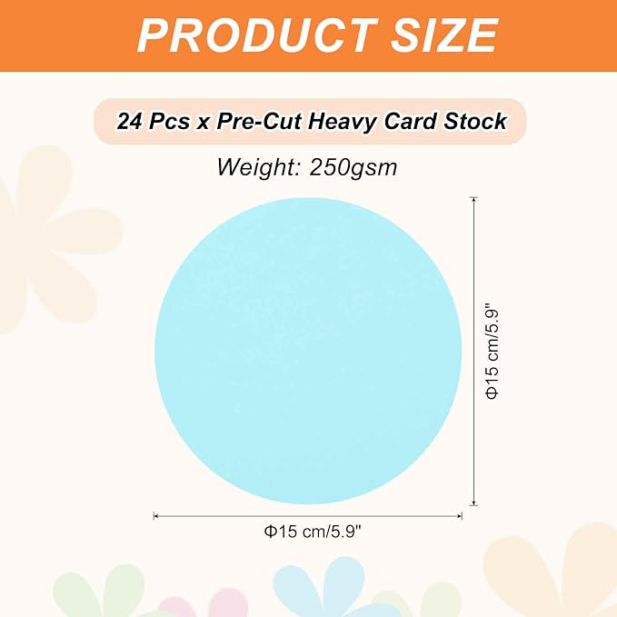 MECCANIXITY 24 Pcs Circle Card Stock, 5.9 Inch Round Cutouts Paper Thick - Image 2