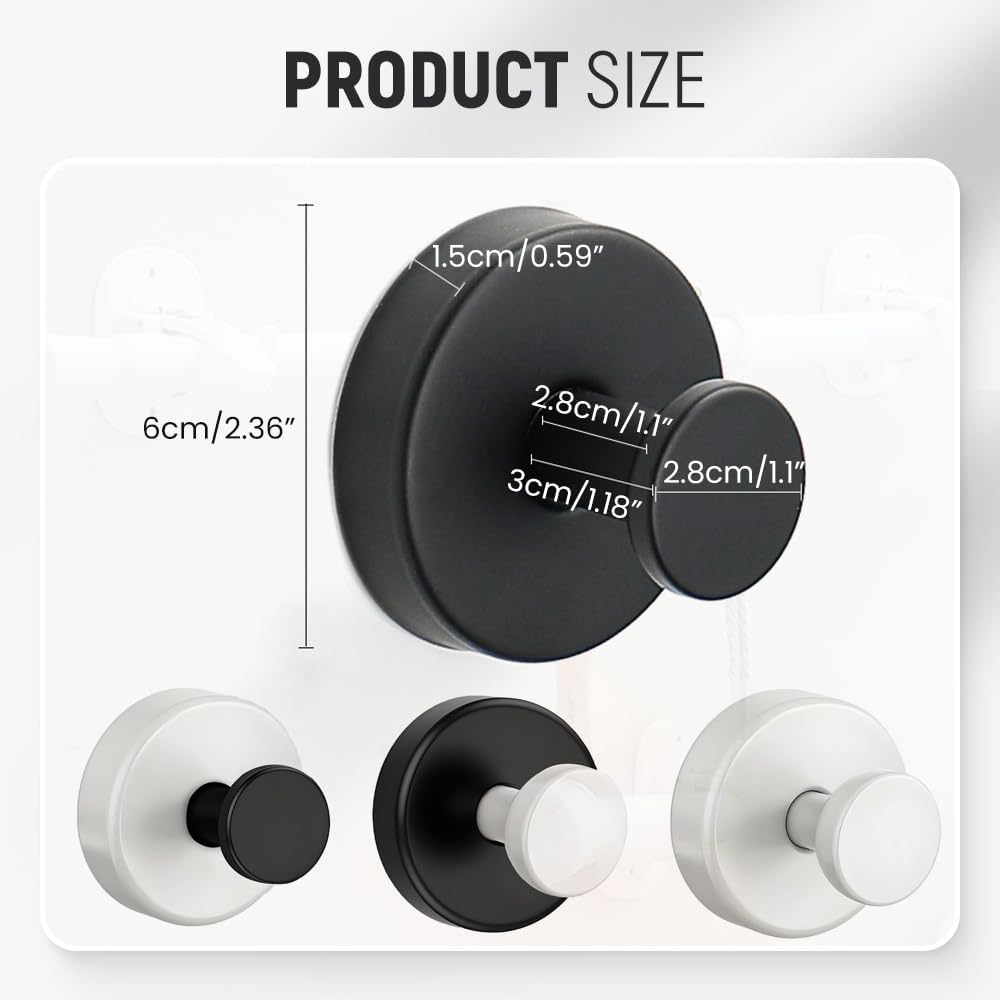 Suction Cup Hooks for Wreaths, 2025 New No Drill Suction Cup Hooks on Glass, Wreath Hanger for Front Door, Rustproof Hook Holder Towel Hook for Window Bathroom Mirrors Tile (4, Black)