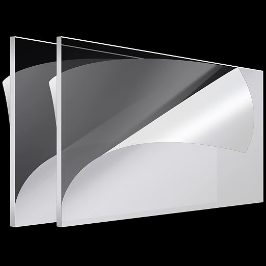 Roowest 2 Pcs 24 x 48 Inch, 1/4 Inch Thick Clear Acrylic Sheets Plastic by Roowest