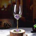 Simcat Handmade Painted Enamel Flower Glass Wine Glasses Transparent Refined - Image 3
