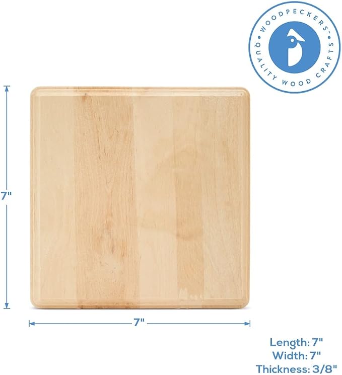Unfinished Wooden Squares 7 inch, Wooden Plaque Craft Blanks by Woodpeckers - Image 4