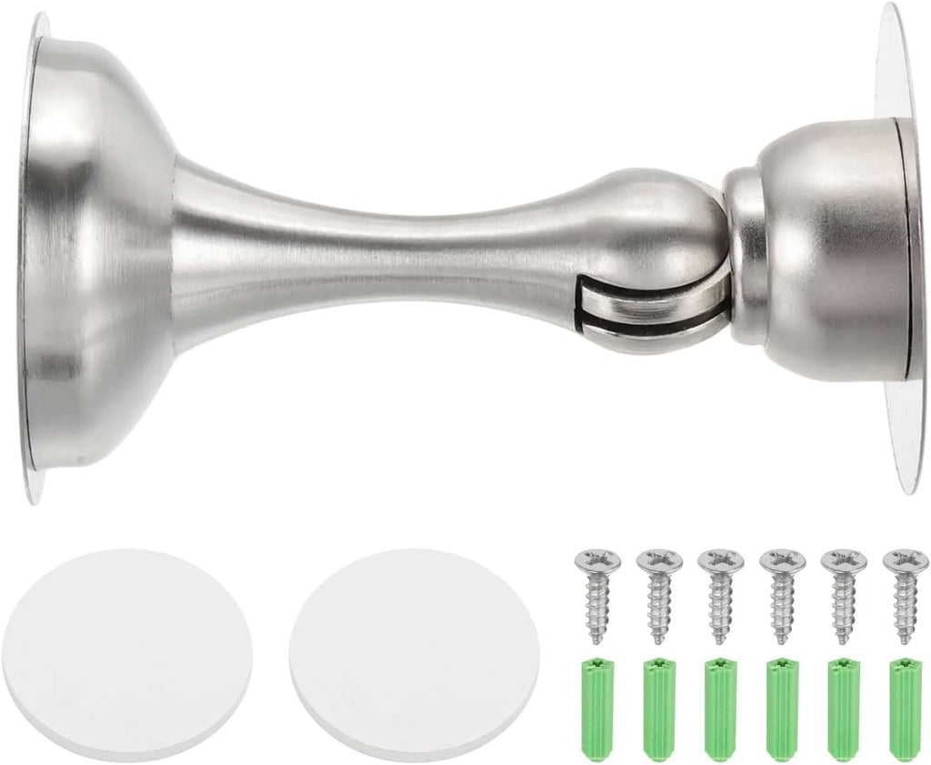 MECCANIXITY Magnetic Door Stoppers Stainless Steel Door Stops, Wall Floor Mounted Doors Holder Keep Doors Open for Home Office Closet (Silver Tone)