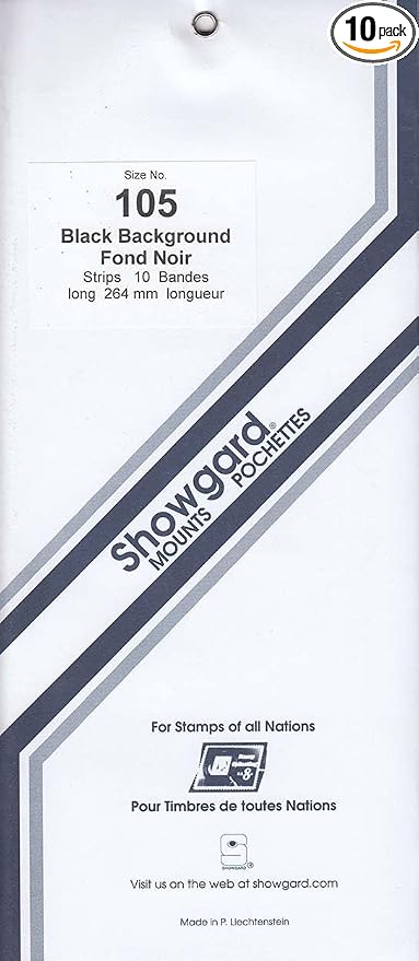Strip Style Black Stamp Mounts Size 105 by Showgard