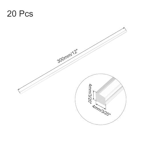 MECCANIXITY 20pcs Acrylic Square Rods 3/20" x 12" Clear Acrylic Dowel Rods - Image 2