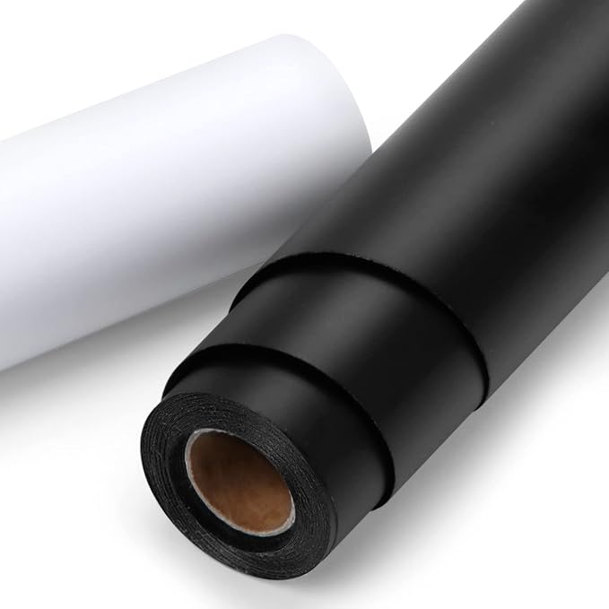 HTVRONT Permanent Vinyl Roll, 2 Rolls 12" x 14FT Black & White Adhesive Vinyl by HTVRONT