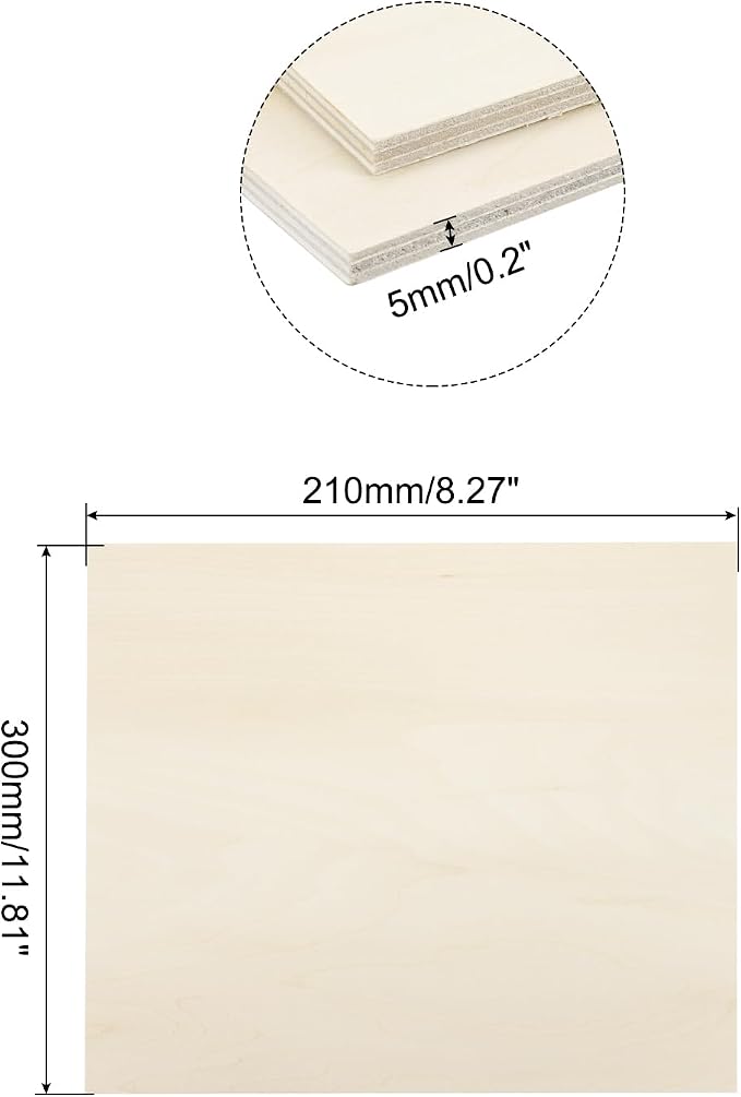 MECCANIXITY Basswood Sheet 8.3 x 11.8 x 0.2 Inch Unfinished Wood Boards Plywood - Image 2