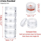 Hipiwe 8 Sets 5 Layers Clear Plastic Round Storage Jars Jewelry Bead Storage - Image 2