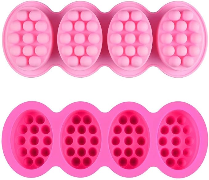 2 Pcs Massage Mold, SJ 4 Cavity Silicone Massage Bar Soap Mold, Food Grade by SJ