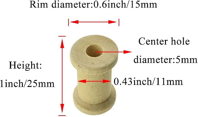HAHIYO 1Inch 50PCs Natural Wood Spool Unfinished Wooden Empty Thread Spool - Image 2