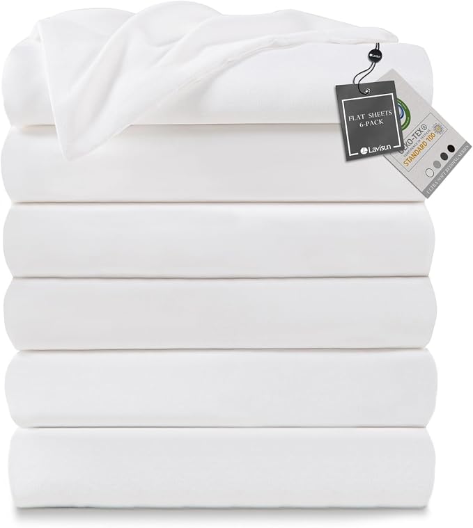 Lavisun Twin Flat Sheets Only, 6 Pack Soft Brushed Microfiber Bedding Sheets by Lavisun